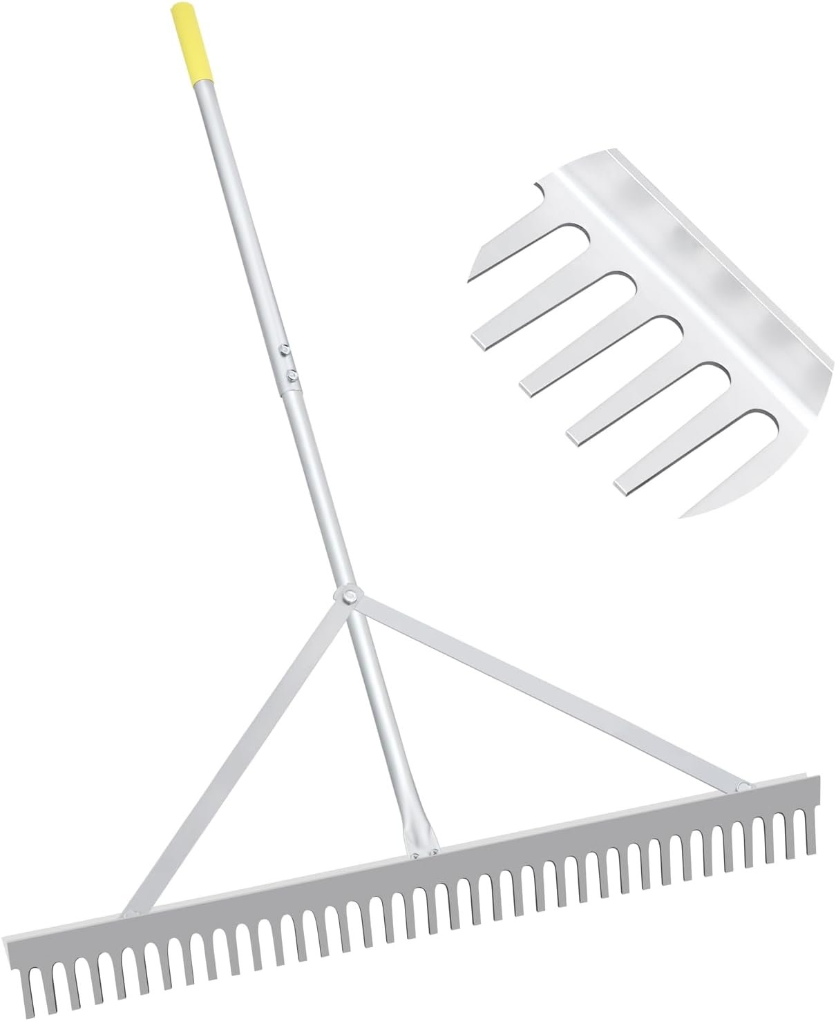36" Landscape Rake with Lightweight Handle 36" wide rake head with a lightweight handle, perfect for garden tools tasks.