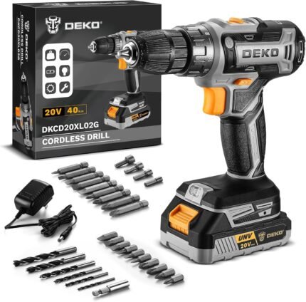 Power tools for home improvement with 20V cordless drill, 18+1 torque settings, and versatile drill bits for all your DIY tasks.