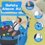 Built with a durable steel frame, this outdoor trampoline for kids offers long-lasting safety and stability for children’s active play.