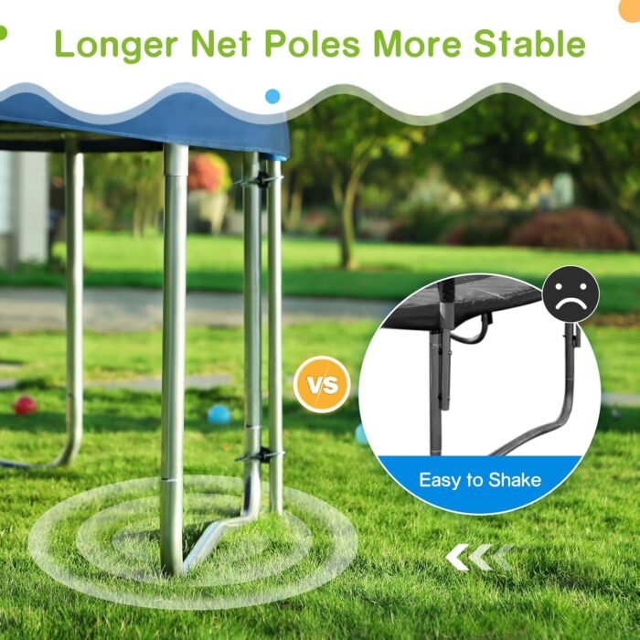 Durable W-shaped legs provide superior stability on this outdoor trampoline, even in windy conditions.