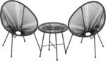 The stylish 3-piece Acapulco garden furniture set with cushions and a glass table in an outdoor setting.