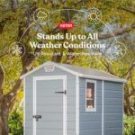 Long-lasting sheds for backyard made from polypropylene resin and steel for waterproof and UV-protected storage.